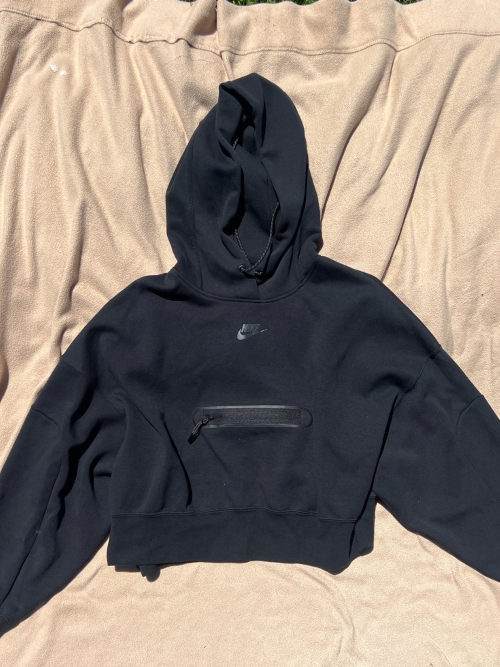 Nike Black Cropped Hoodie Sweatshirt